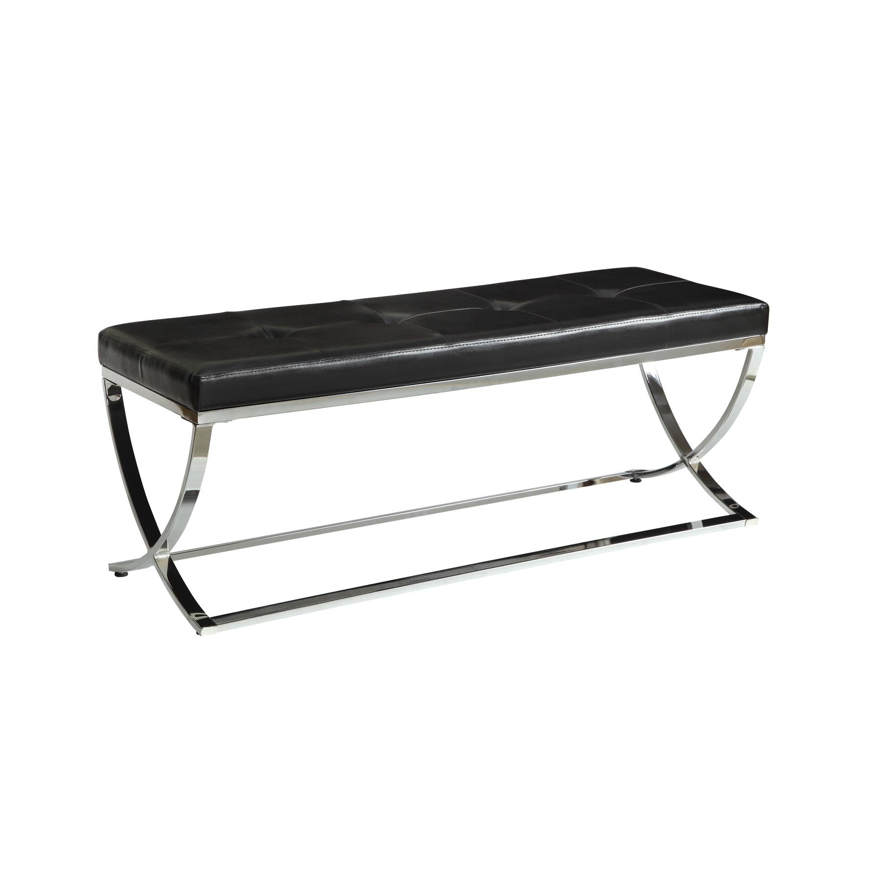 Coaster Furniture Walton 501156 Leatherette Upholstered Tufted Accent Bench - Black IMAGE 1